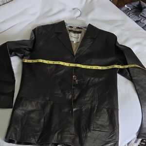 Women's Black Brown Leather Blazer Jacket - Classic Tailored Fit. Chevignon Girl